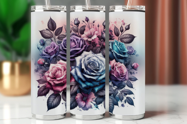 Tumbler Wrap 20 oz - pastel roses