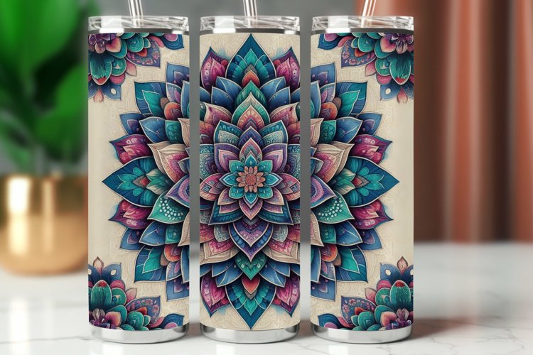 Tumbler Wrap 20 oz - flower mandala