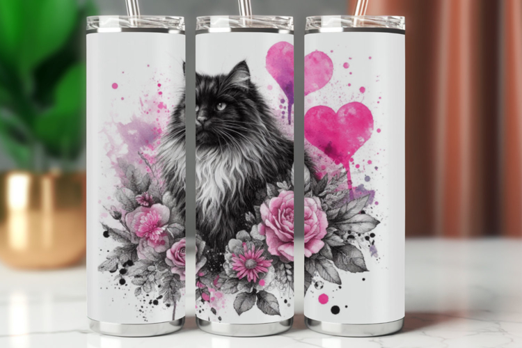 Tumbler Wrap 20 oz - love cat