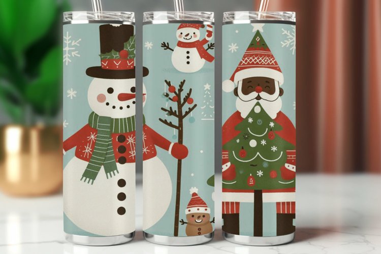 Tumbler Wrap 20 oz - snowman santa claus example image 1