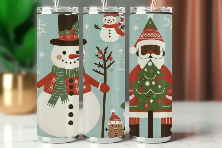 Tumbler Wrap 20 oz - snowman santa claus