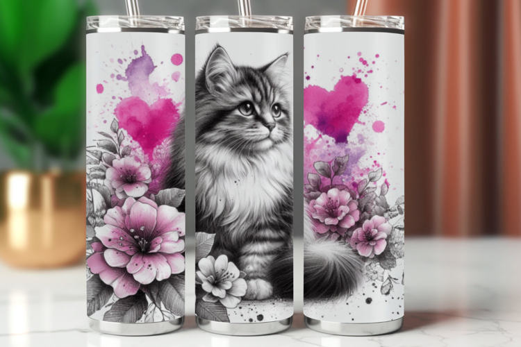 Tumbler Wrap 20 oz - love cat