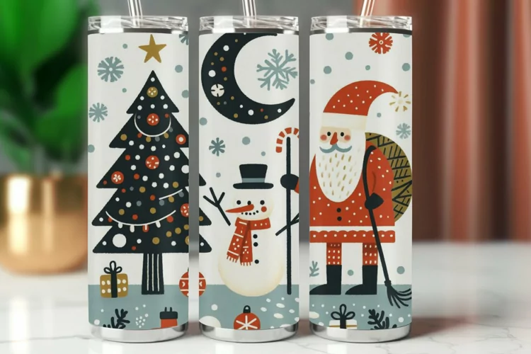 Tumbler Wrap 20 oz - snowman santa claus