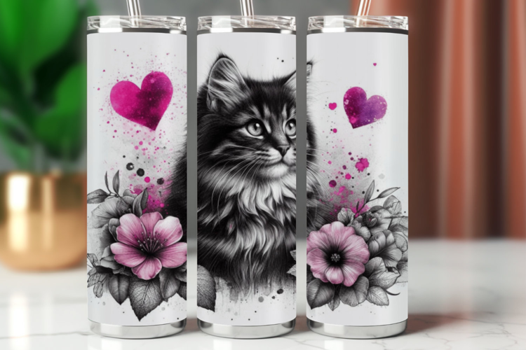 Tumbler Wrap 20 oz - love cat