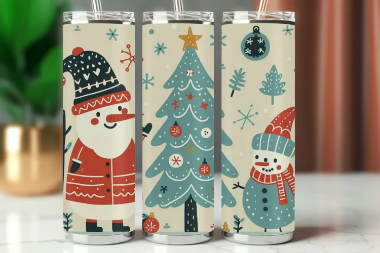 Tumbler Wrap 20 oz - snowman santa claus
