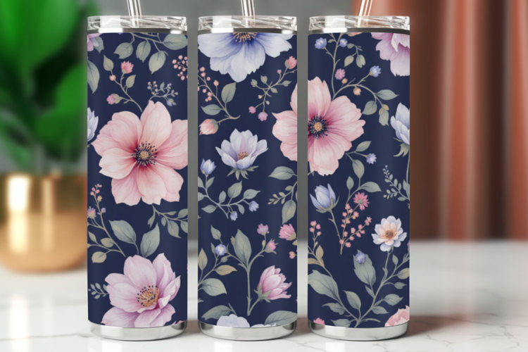 Tumbler Wrap 20 oz - floral flowers foliage