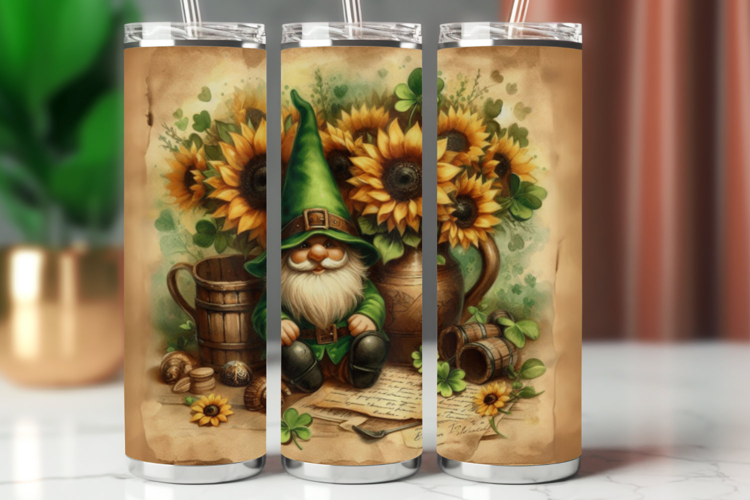 Tumbler Wrap 20 oz - st patricks gnome