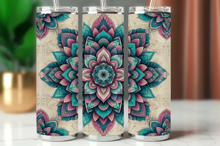 Tumbler Wrap 20 oz - flower mandala