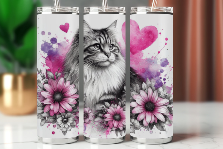 Tumbler Wrap 20 oz - love cat
