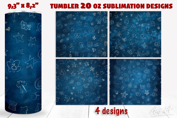 Chalkboard tumbler wrap, blue tumbler designs, scribble line