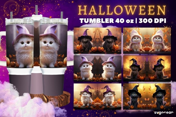 Halloween Cats Tumbler Wrap Bundle | 40 Oz | Sublimation