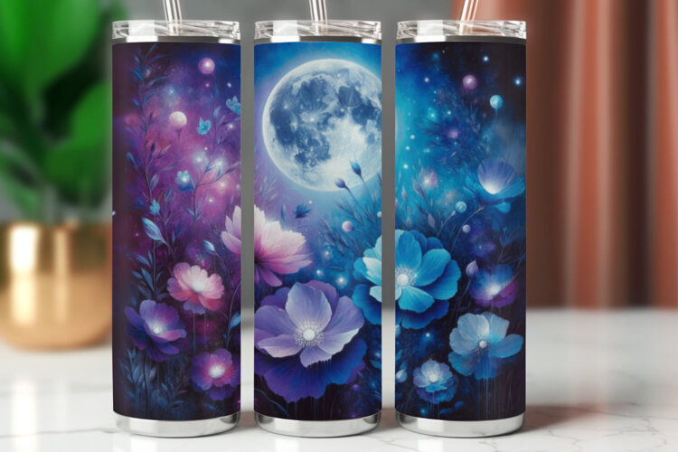 Tumbler Wrap 20 oz - cosmic floral moon example image 1