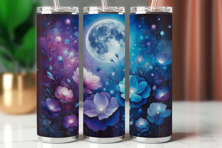Tumbler Wrap 20 oz - cosmic floral moon