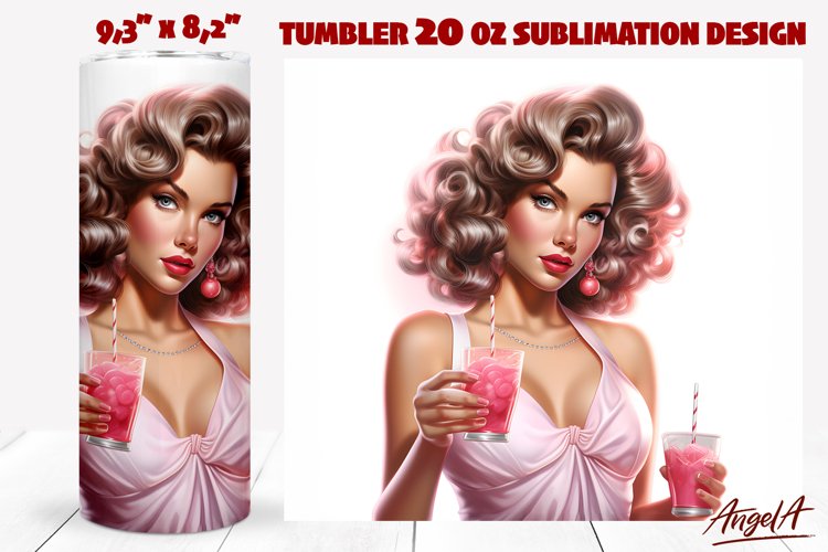20 OZ pin up tumbler sublimation / pin up retro girl / woman