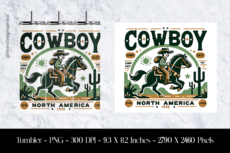 Cowboy Cactus Desert Rodeo North America Tumbler Sublimation