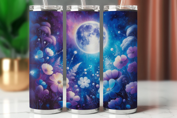 Tumbler Wrap 20 oz - cosmic floral moon