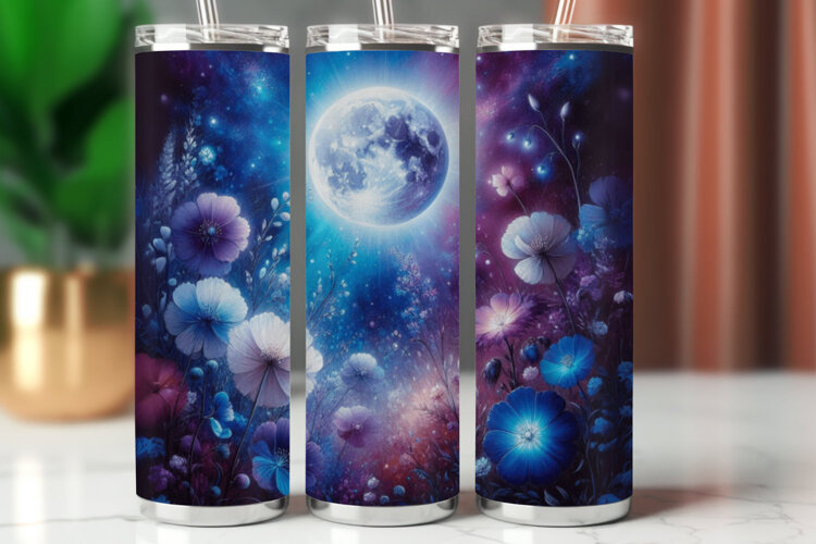 Tumbler Wrap 20 oz - cosmic floral moon example image 1