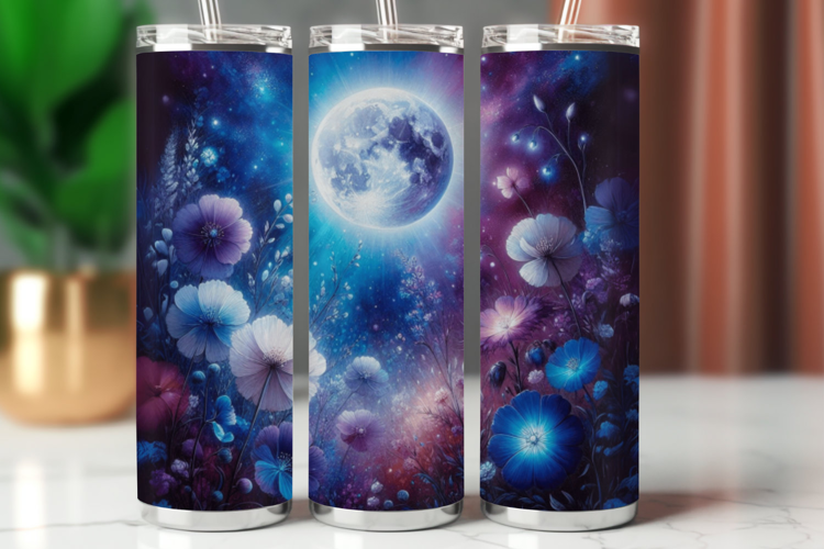 Tumbler Wrap 20 oz - cosmic floral moon