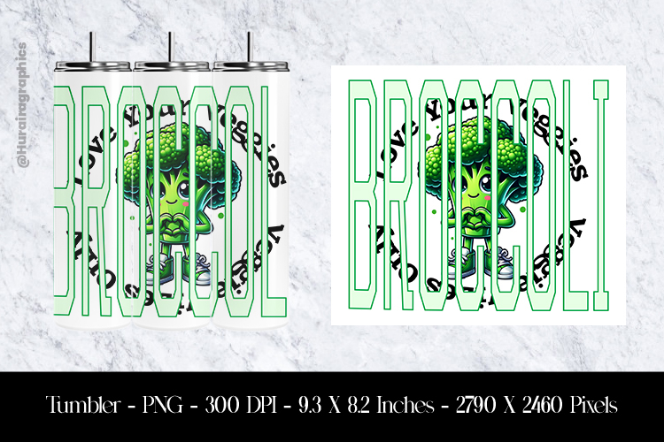 Broccoli Tumbler Sublimation Design PNG