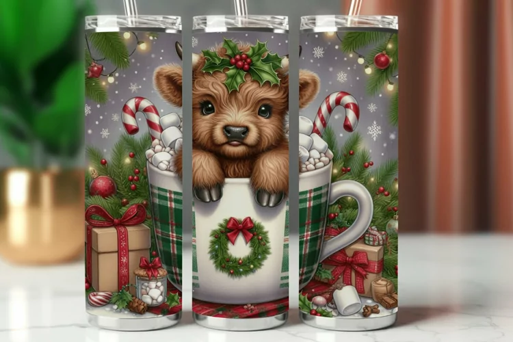 Tumbler Wrap 20 oz - highland cow