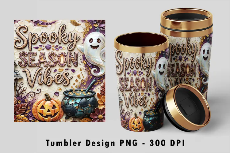 Spooky Season Vibes Tumbler Wrap PNG 300 DPI