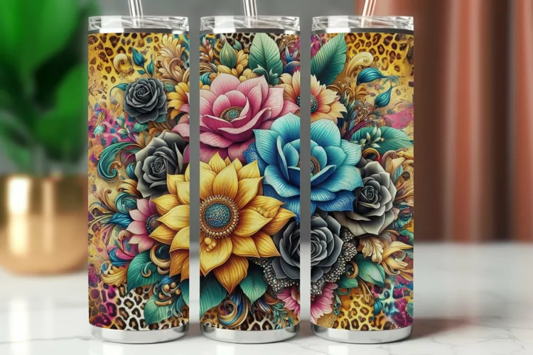 Tumbler Wrap 20 oz - flowers