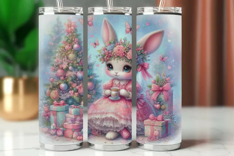 Tumbler Wrap 20 oz - christmas rabbit