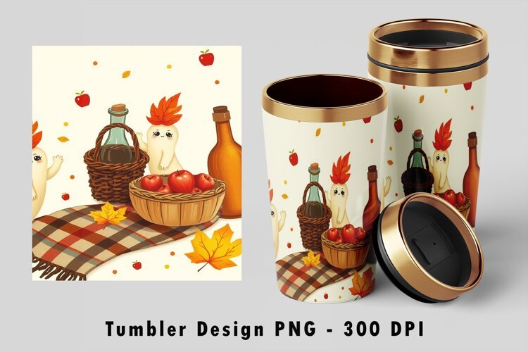 Autumn Ghost Apple Cider Harvest 20oz Tumbler Wrap PNG example image 1