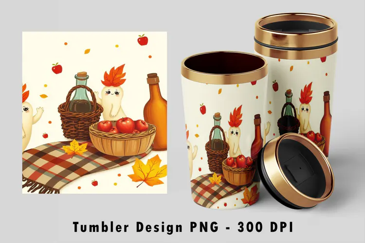 Autumn Ghost Apple Cider Harvest 20oz Tumbler Wrap PNG