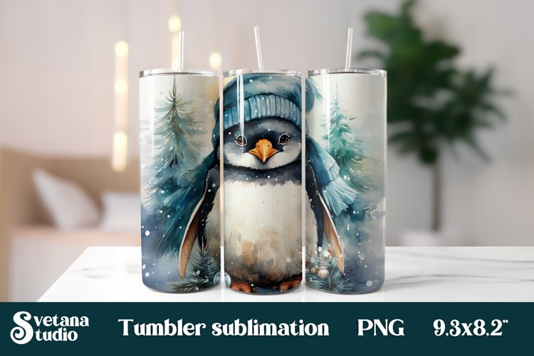 Christmas tumbler design | Christmas penguin tumbler