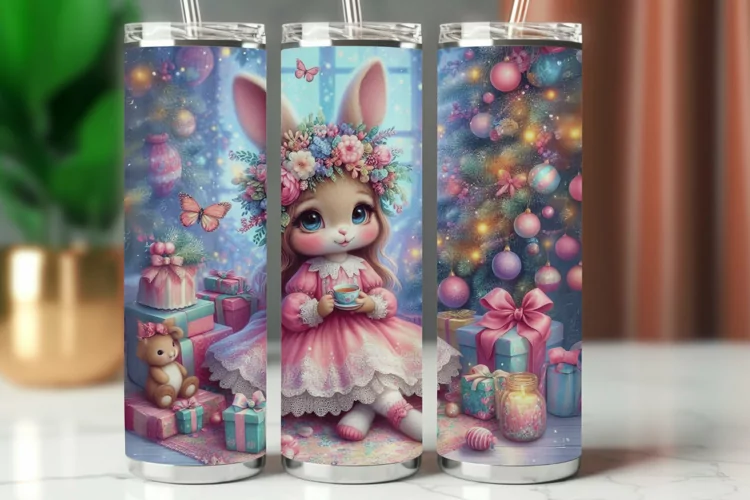 Tumbler Wrap 20 oz - christmas rabbit