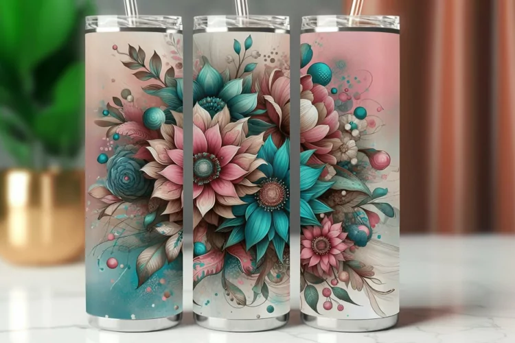 Tumbler Wrap 20 oz - flowers