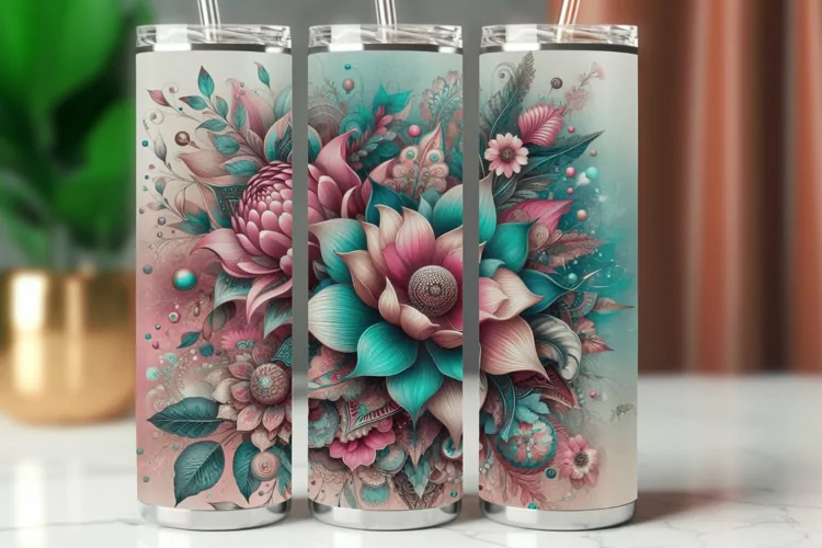 Tumbler Wrap 20 oz - flowers