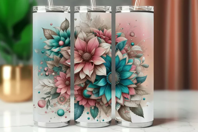 Tumbler Wrap 20 oz - flowers