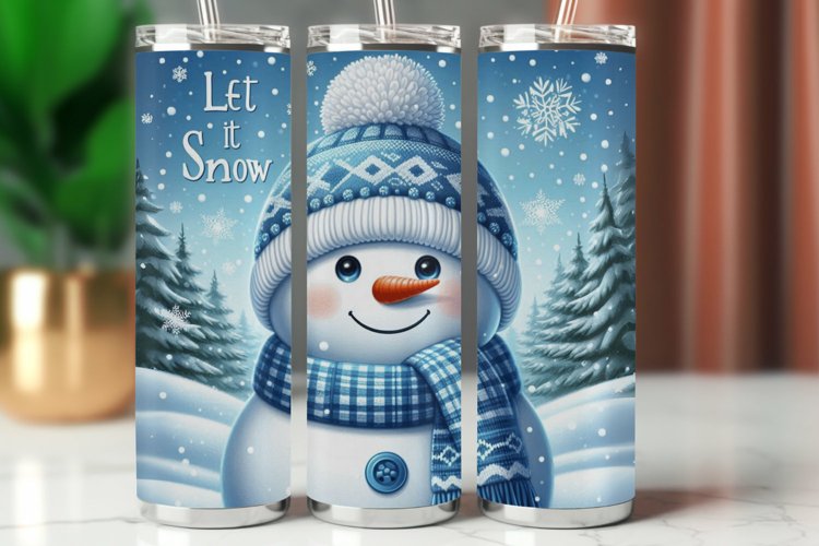 Tumbler Wrap 20 oz - snowman let it snow