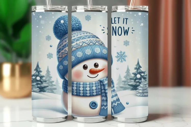 Tumbler Wrap 20 oz - snowman let it snow