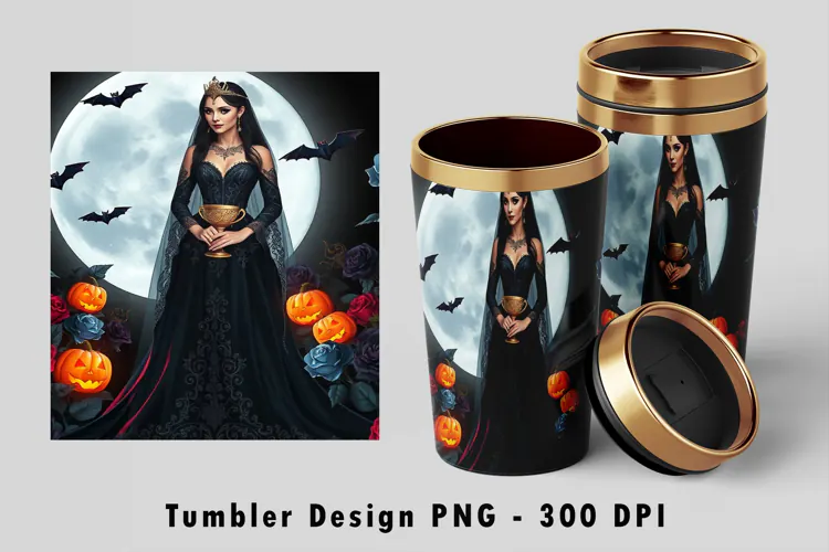Gothic Vampire Queen Full Moon Halloween 20oz Tumbler PNG