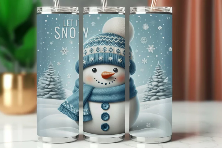 Tumbler Wrap 20 oz - snowman let it snow