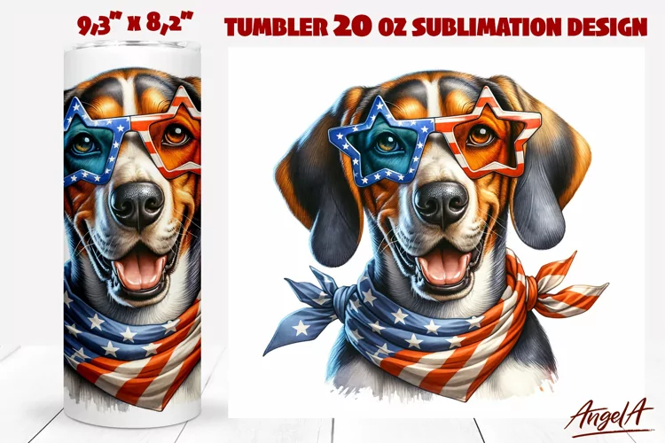 Patriotic Dog tumbler sublimation / funny Beagle USA dog