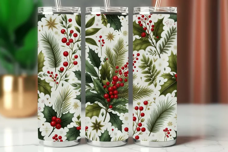 Tumbler Wrap 20 oz - christmas foliage