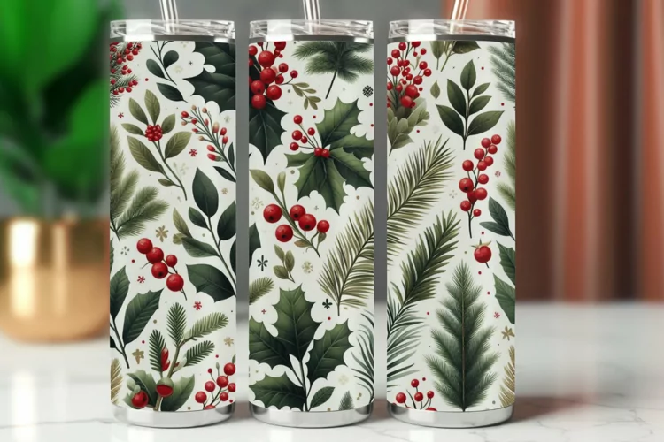 Tumbler Wrap 20 oz - christmas foliage