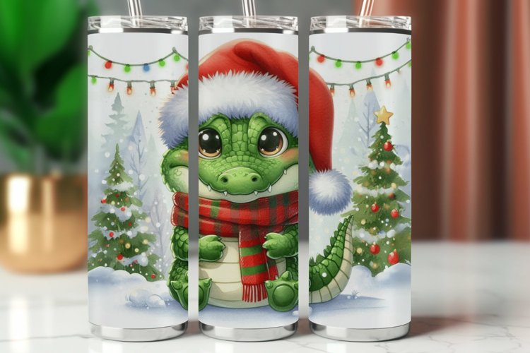 Tumbler Wrap 20 oz - christmas crocodile example image 1