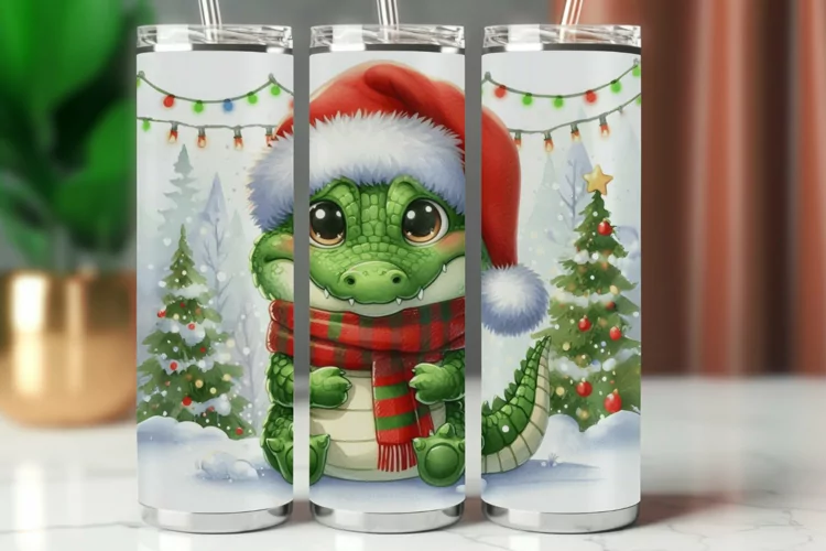 Tumbler Wrap 20 oz - christmas crocodile