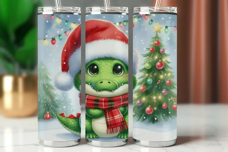 Tumbler Wrap 20 oz - christmas crocodile