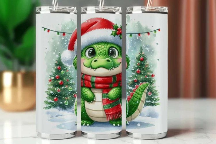 Tumbler Wrap 20 oz - christmas crocodile
