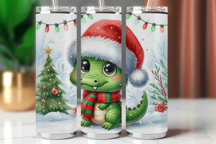 Tumbler Wrap 20 oz - christmas crocodile example image 1