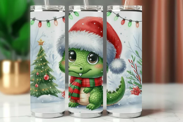 Tumbler Wrap 20 oz - christmas crocodile