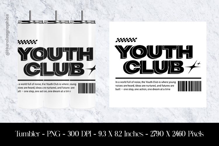 Youth Club Tumbler Sublimation Design PNG