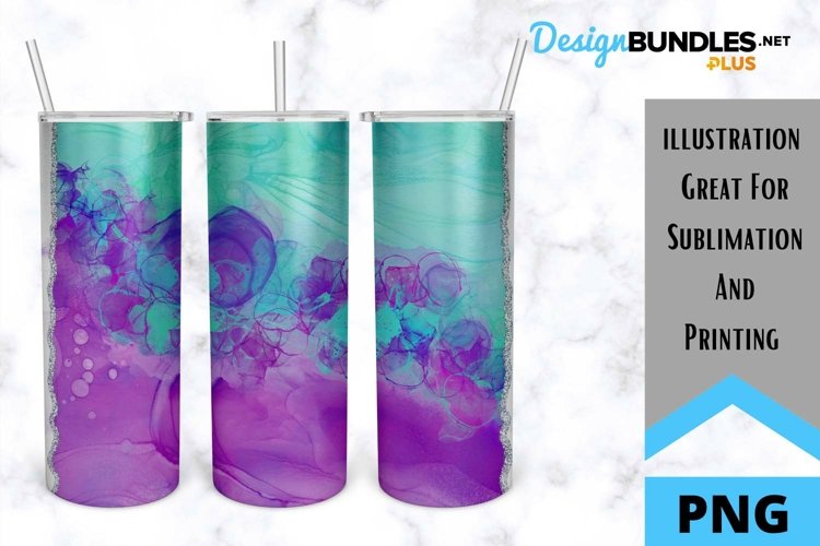 Sublimation Alcohol Ink Tumbler - Teal and Purple Alcohol