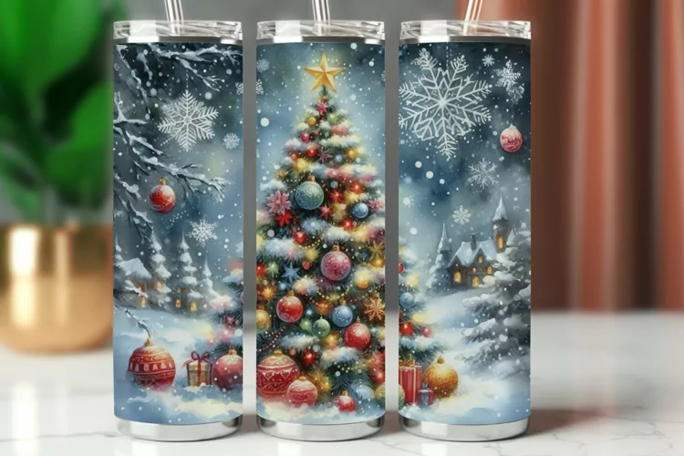 Tumbler Wrap 20 oz - christmas tree